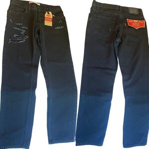 Levi's 502 dark blue distressed young men's 27x27 14 denim jeans regular tapered
